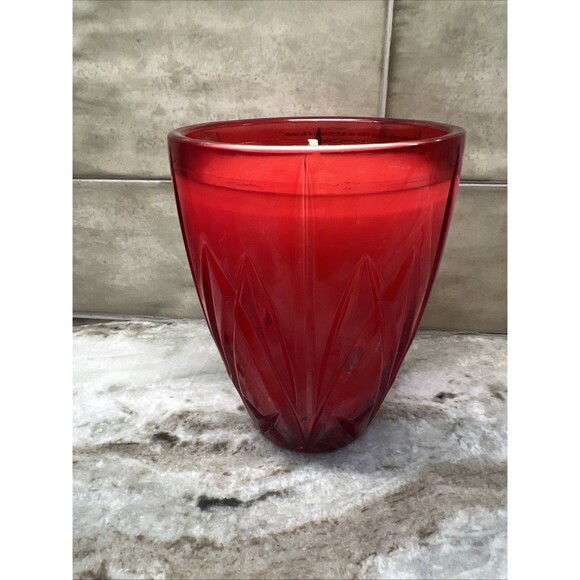 Marquis By Waterford Brookside Red Hurricane Candle RUBY Red ~ Cinnamon RARE - Picture 2 of 9
